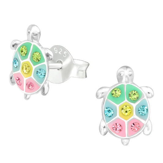 Kinderohrringe bunte Schildkröte 925 Silber