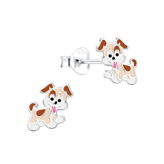 Kinderohrringe brauner Hund 925 Silber