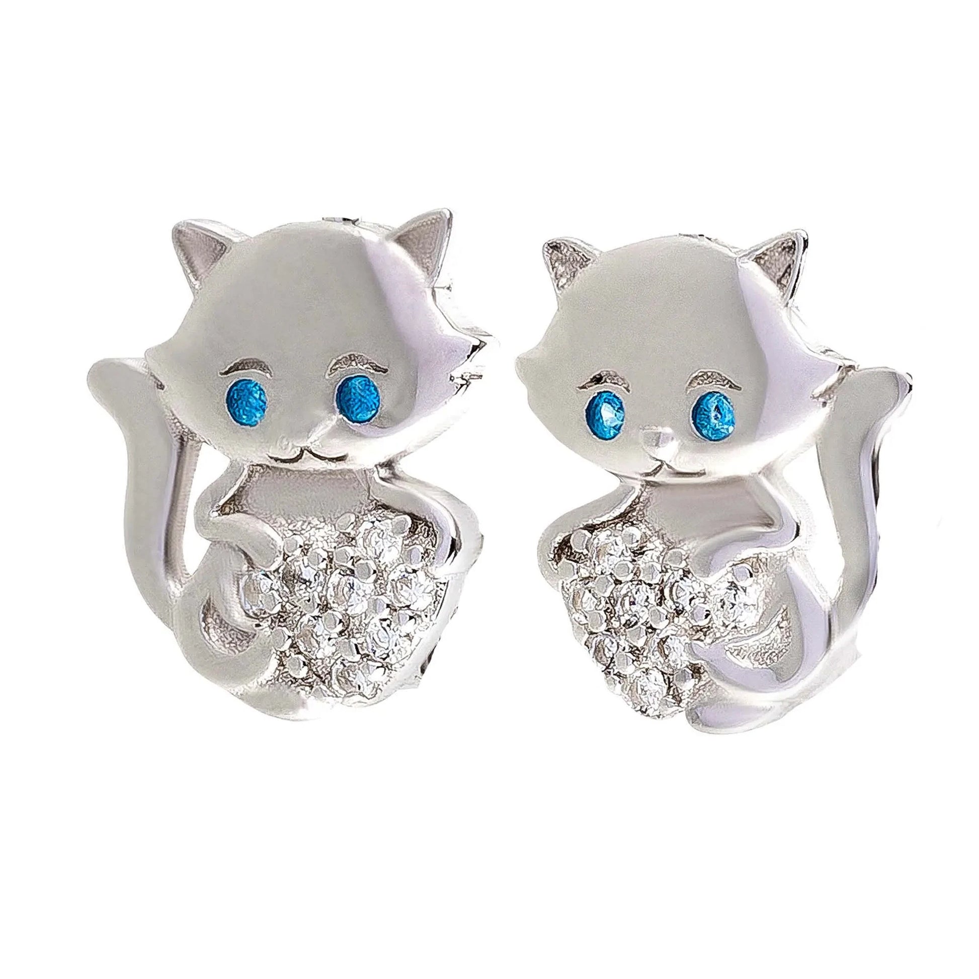 Kinderohrringe Katze 925 Silber Zirkonia Kristalle
