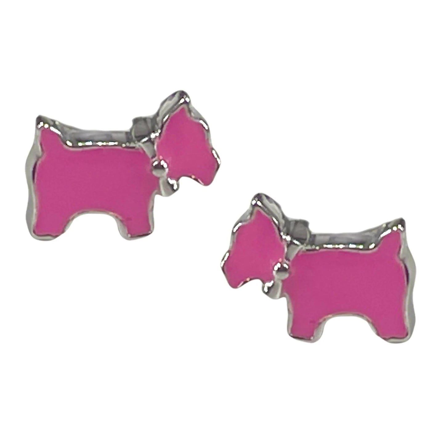 Kinderohrringe pinker Hund 925 Silber
