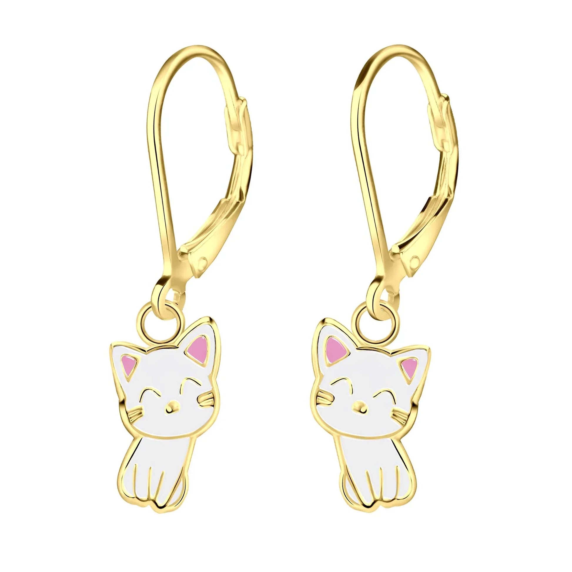 Kinderohrringe Ohrhänger Katze 925 Silber vergoldet