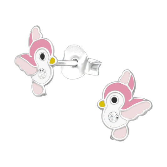 Kinderohrringe pinker Vogel Spatz 925 Silber
