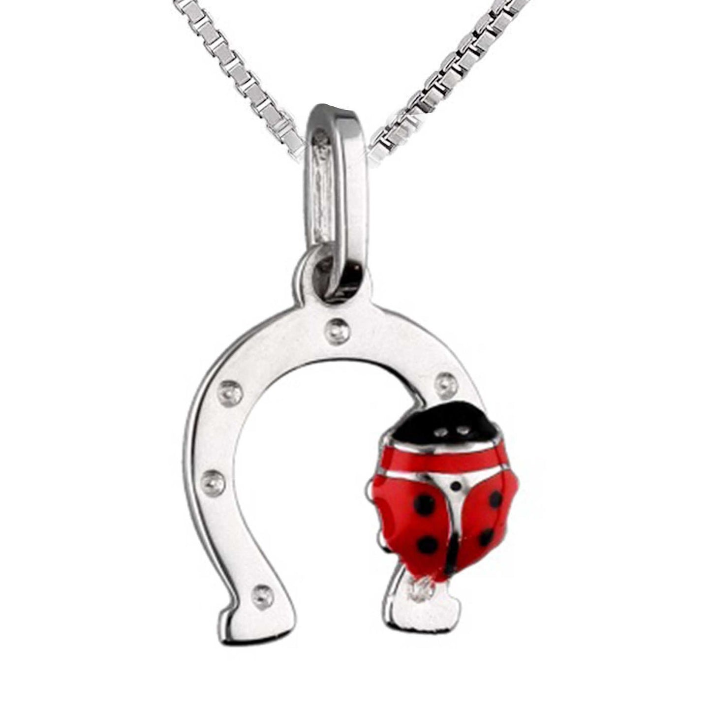 Kinder Anhänger Hufeisen Marienkäfer 925 Silber