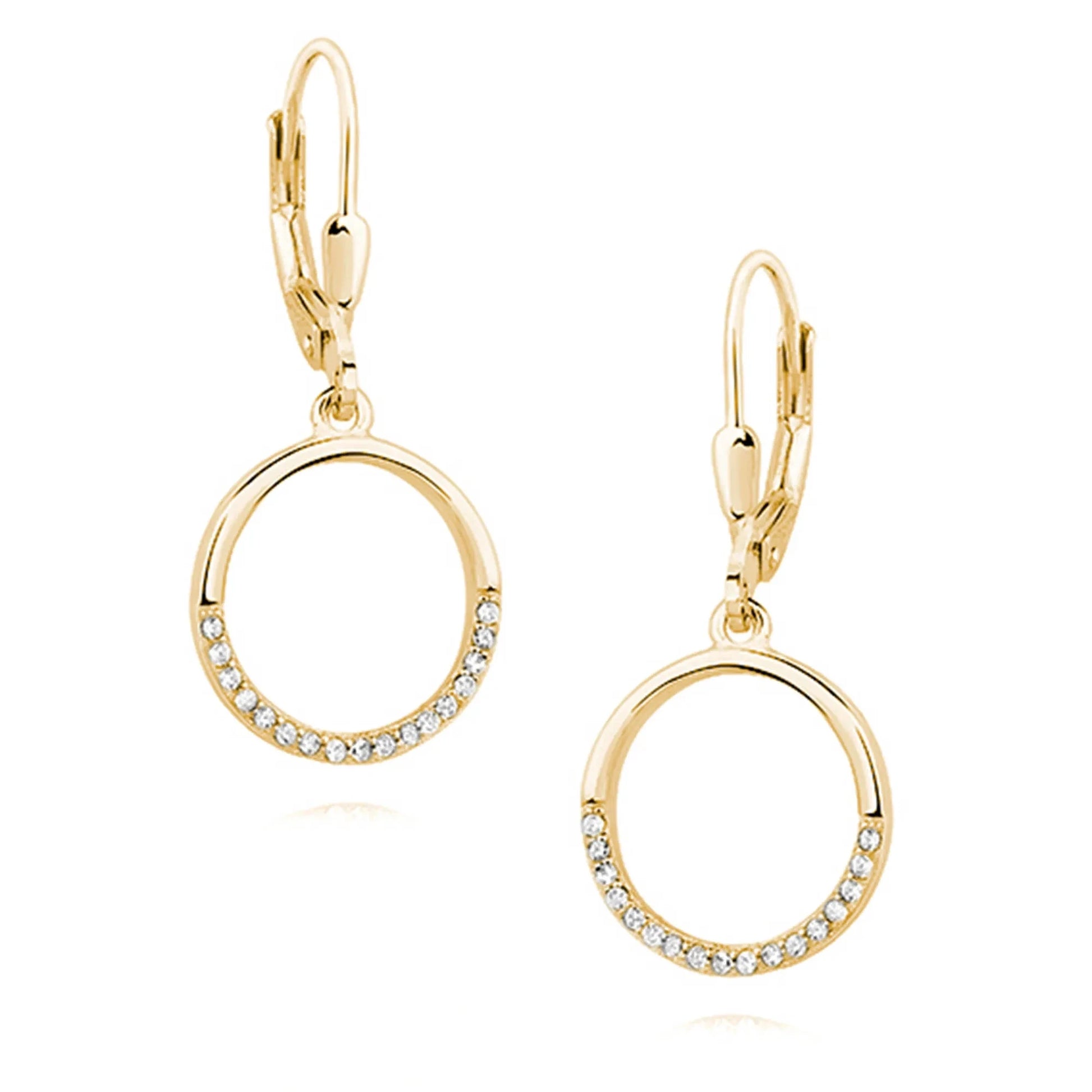 Ohrringe goldener Kreis 925 Silber Zirkonia Kristalle