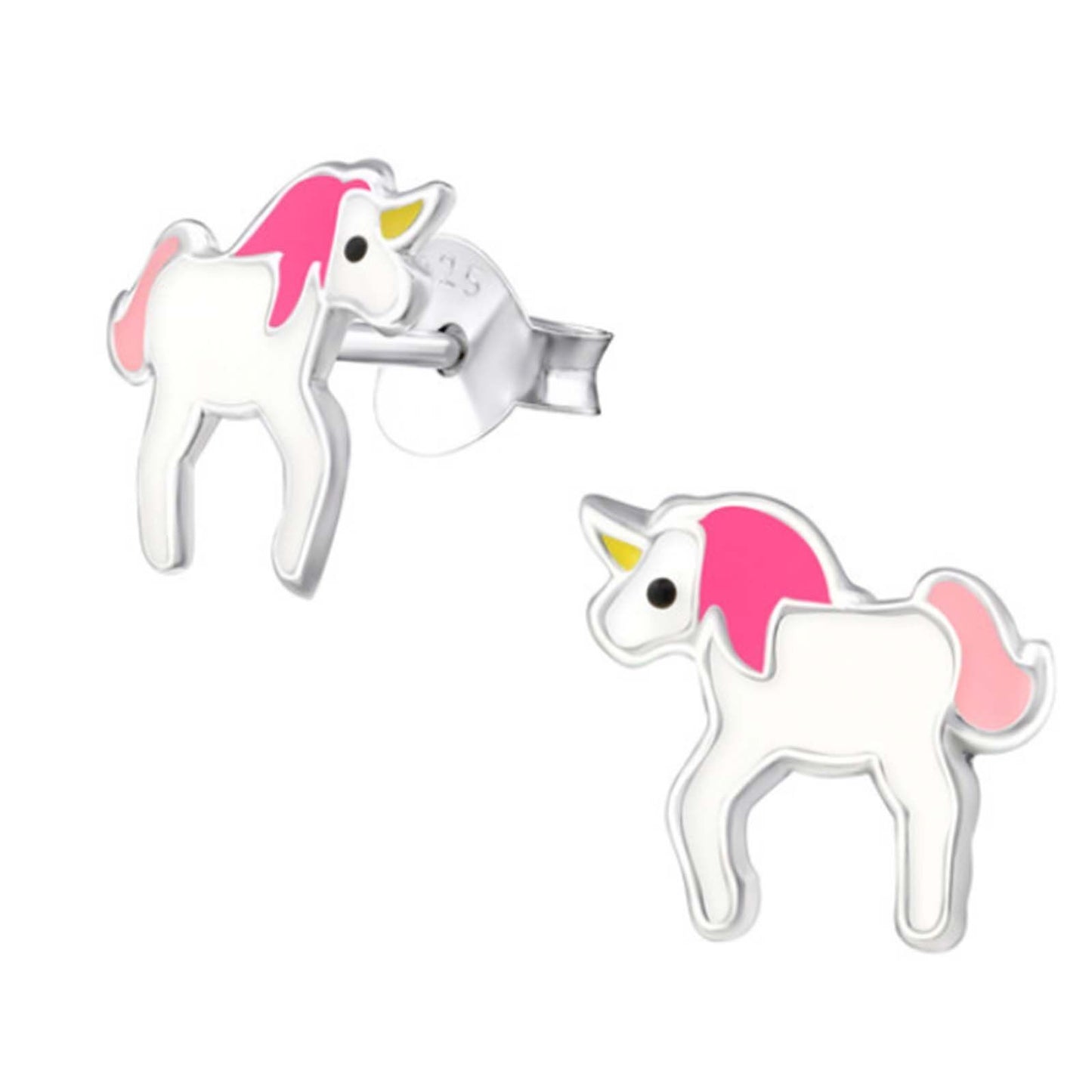 Kinderohrringe pinkes Pony Einhorn 925 Silber