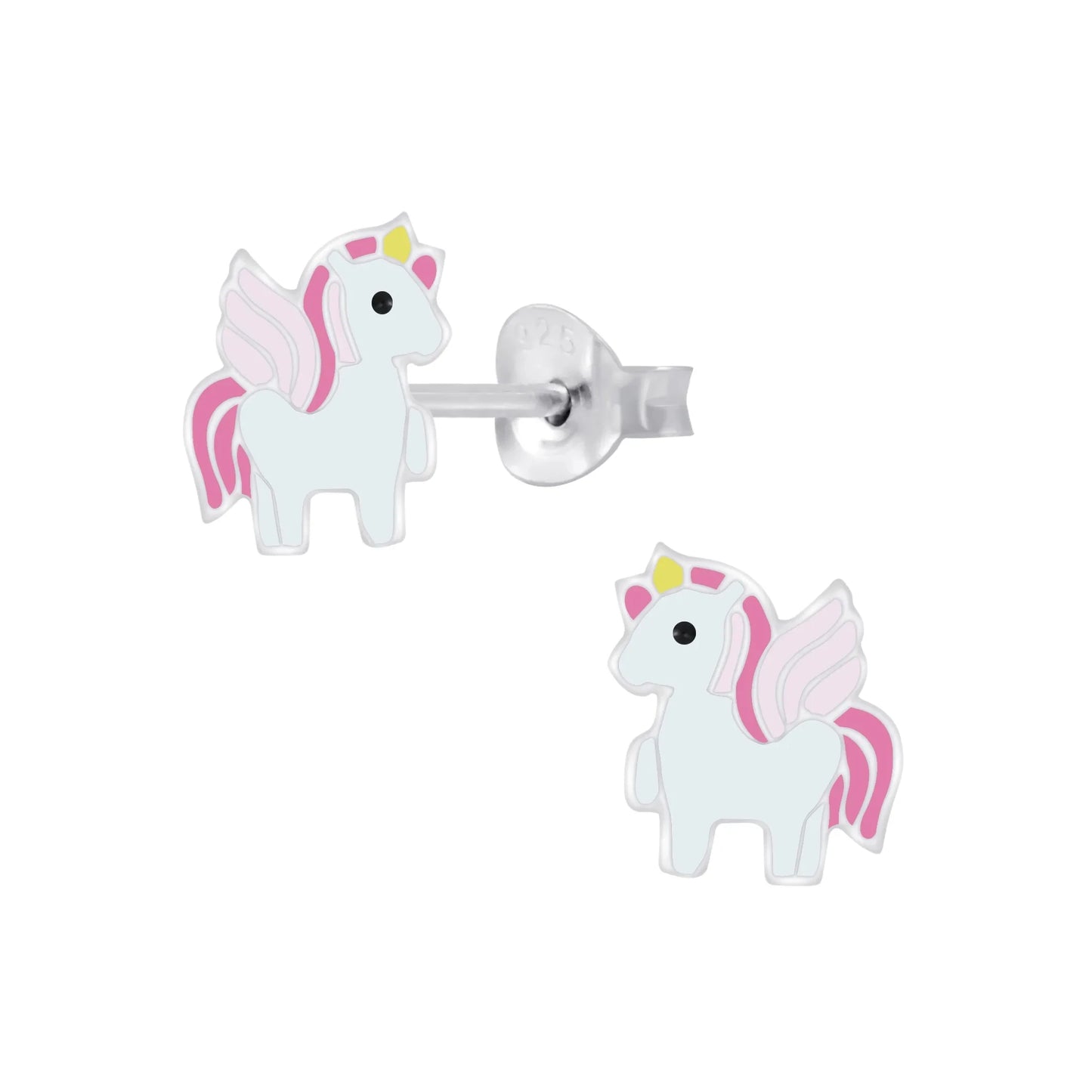 Kinderohrringe pinker Pegasus Einhorn 925 Silber