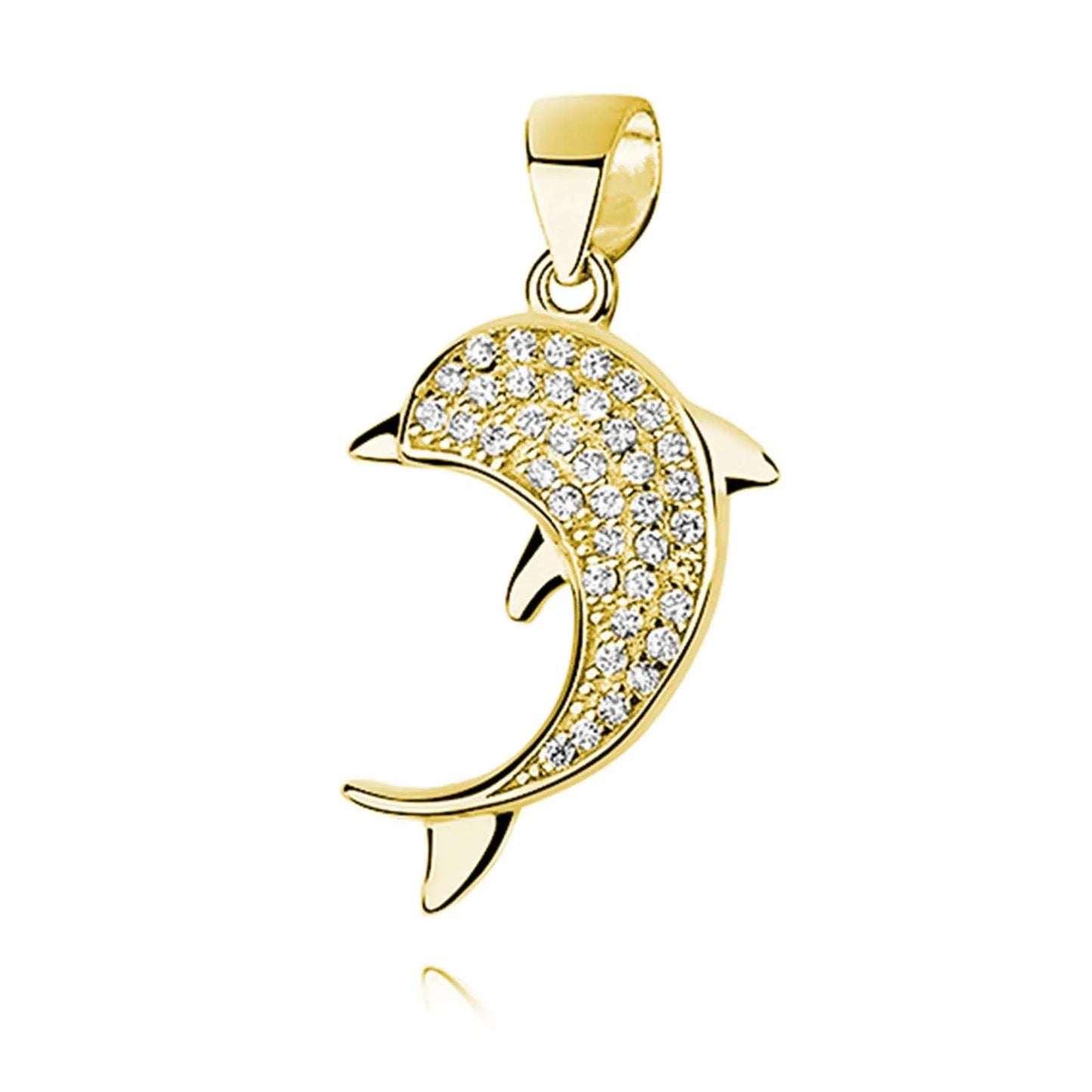 AnhÀnger Delfin 925 Silber Zirkonia vergoldet