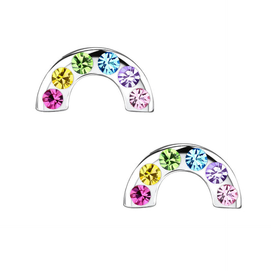 Kinderohrringe bunter Regenbogen 925 Silber Kristalle