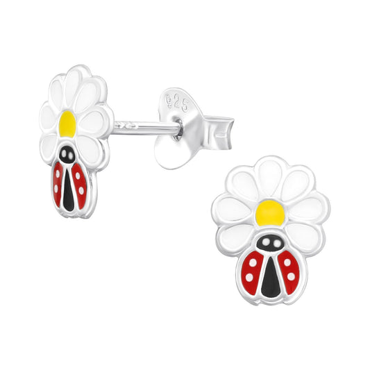 Kinderohrringe Blume Marienkäfer 925 silber