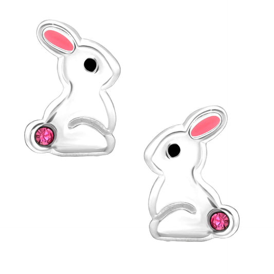 Kinderohrringe Hase 925 silber pinke Löffel