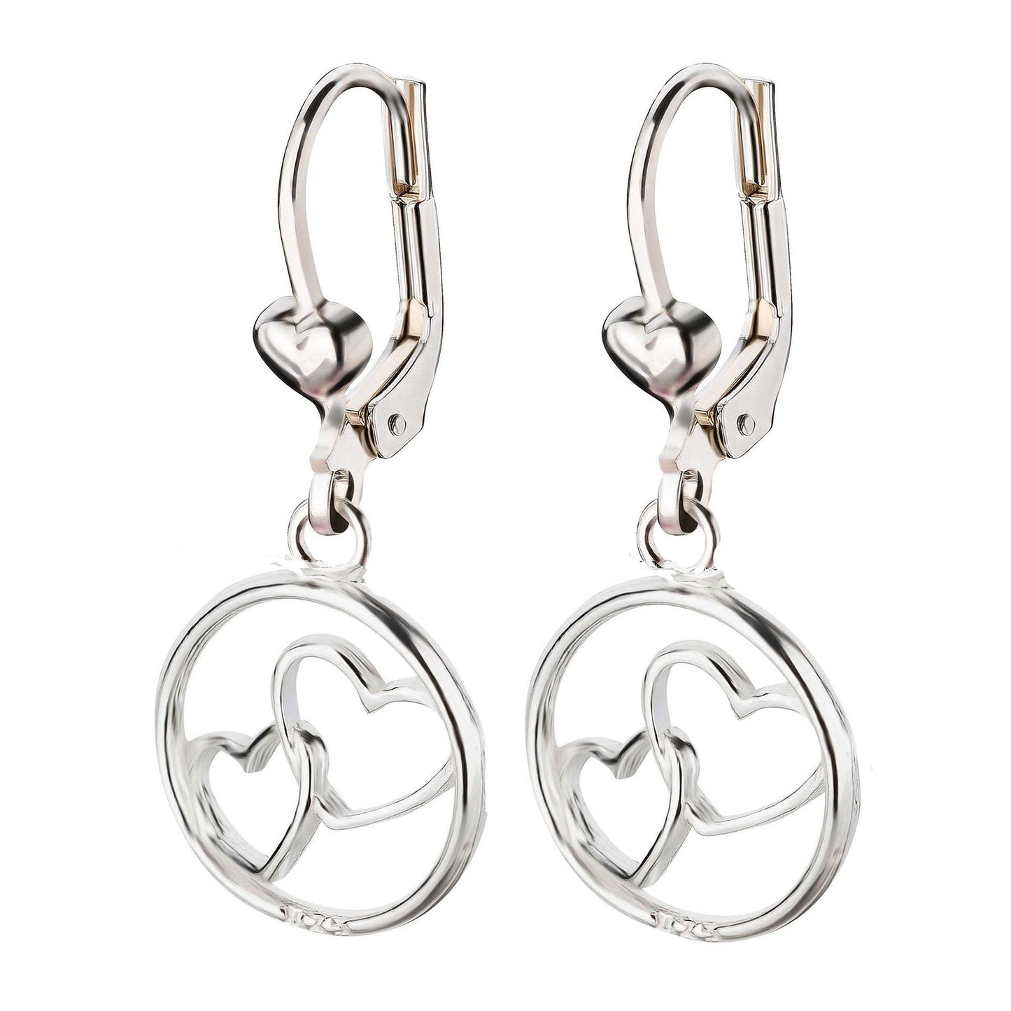 Ohrringe Ohrhänger Kreis Herzen 925 Silber
