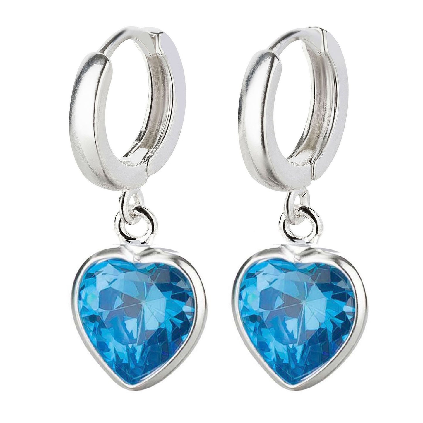 Ohrringe Creolen blaues Herz 925 Silber Zirkonia