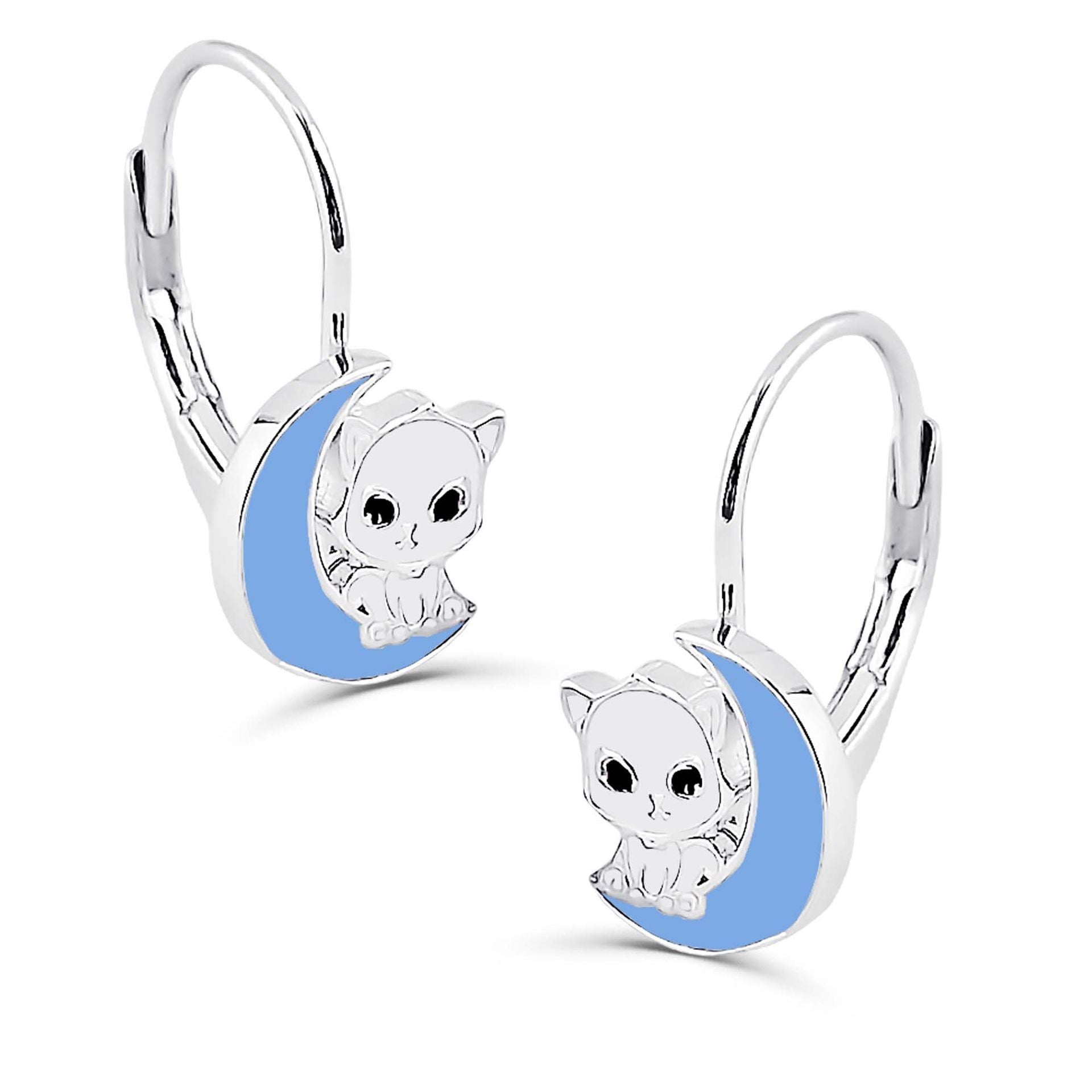 Kinderohrringe Katze Mond 925 Silber