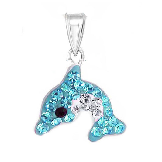 Kinder Anhänger hellblauer Delfin 925 Silber