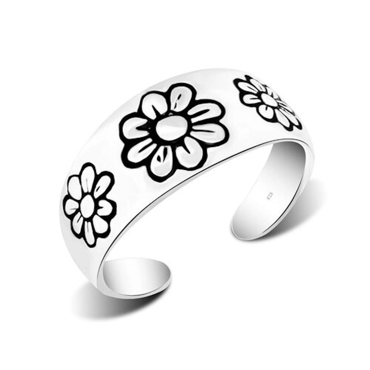 Zehenring Zehring Motiv Blumen 925 Silber