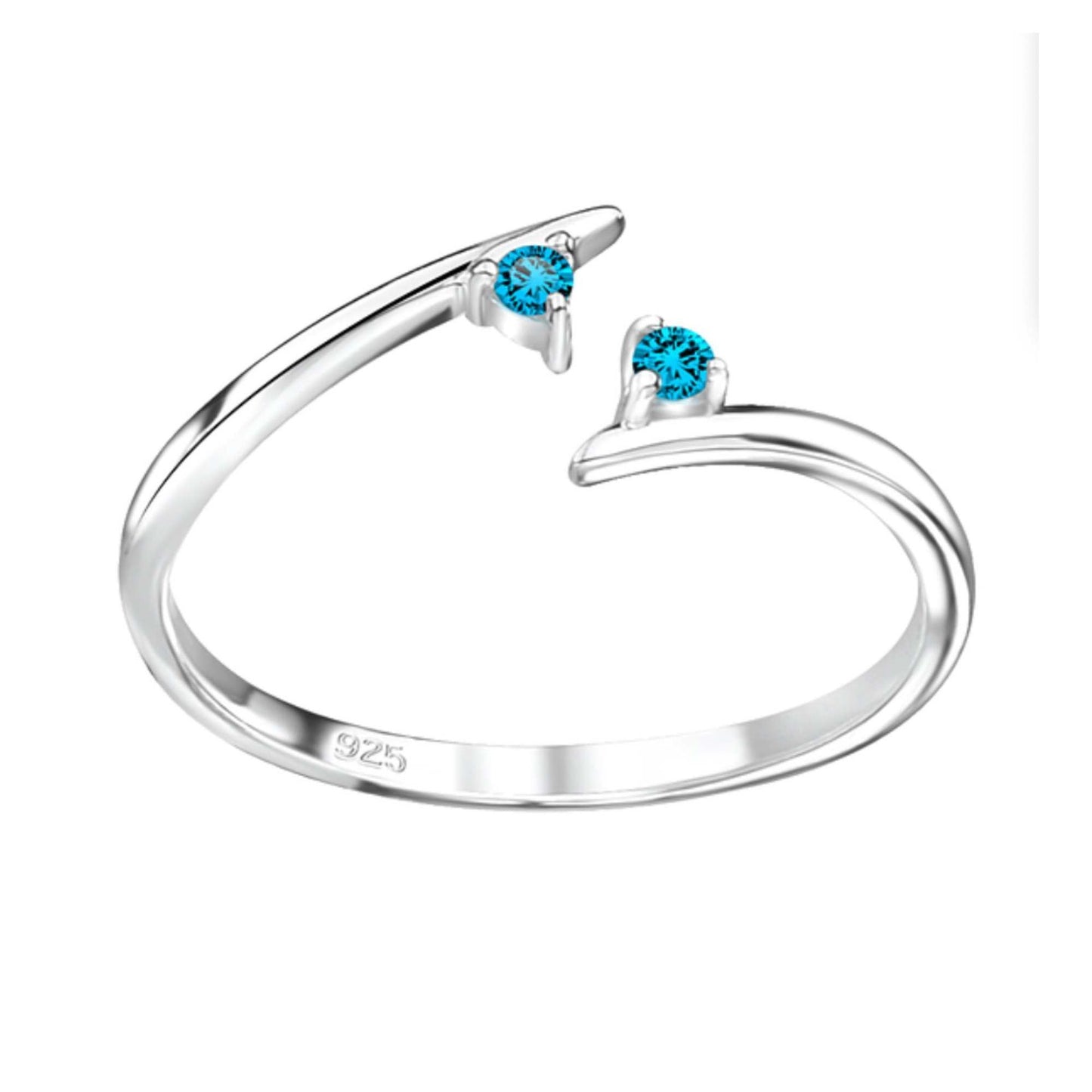 Zehenring Zehring zwei blaue Zirkonias 925 Silber