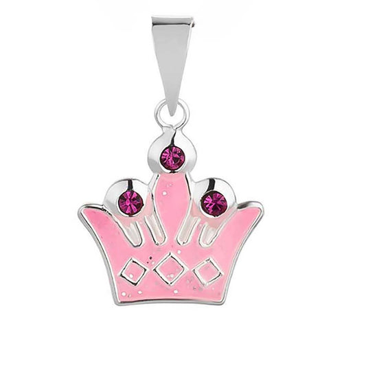 Kinder Anhänger pinke Krone 925 Silber