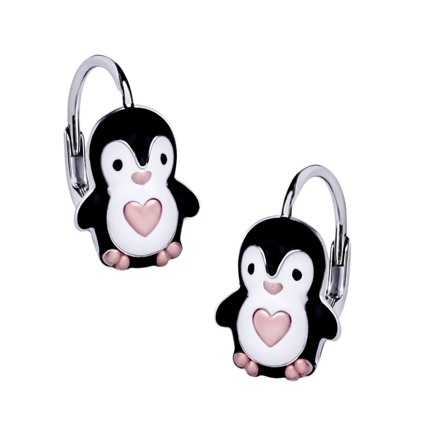 Kinderohrringe Pinguin Herz rosegold 925 Silber