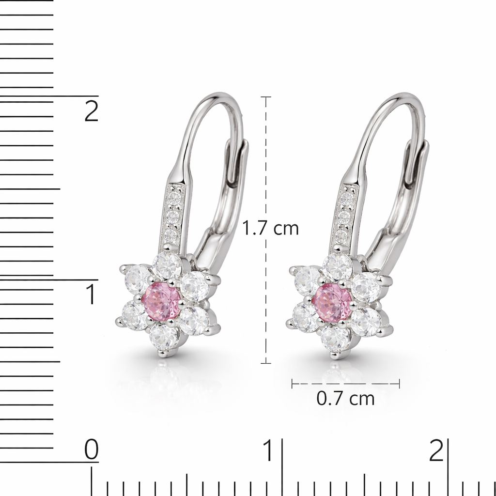 Ohrringe Blume 925 Silber Zirkonia elegante Ohrhänger