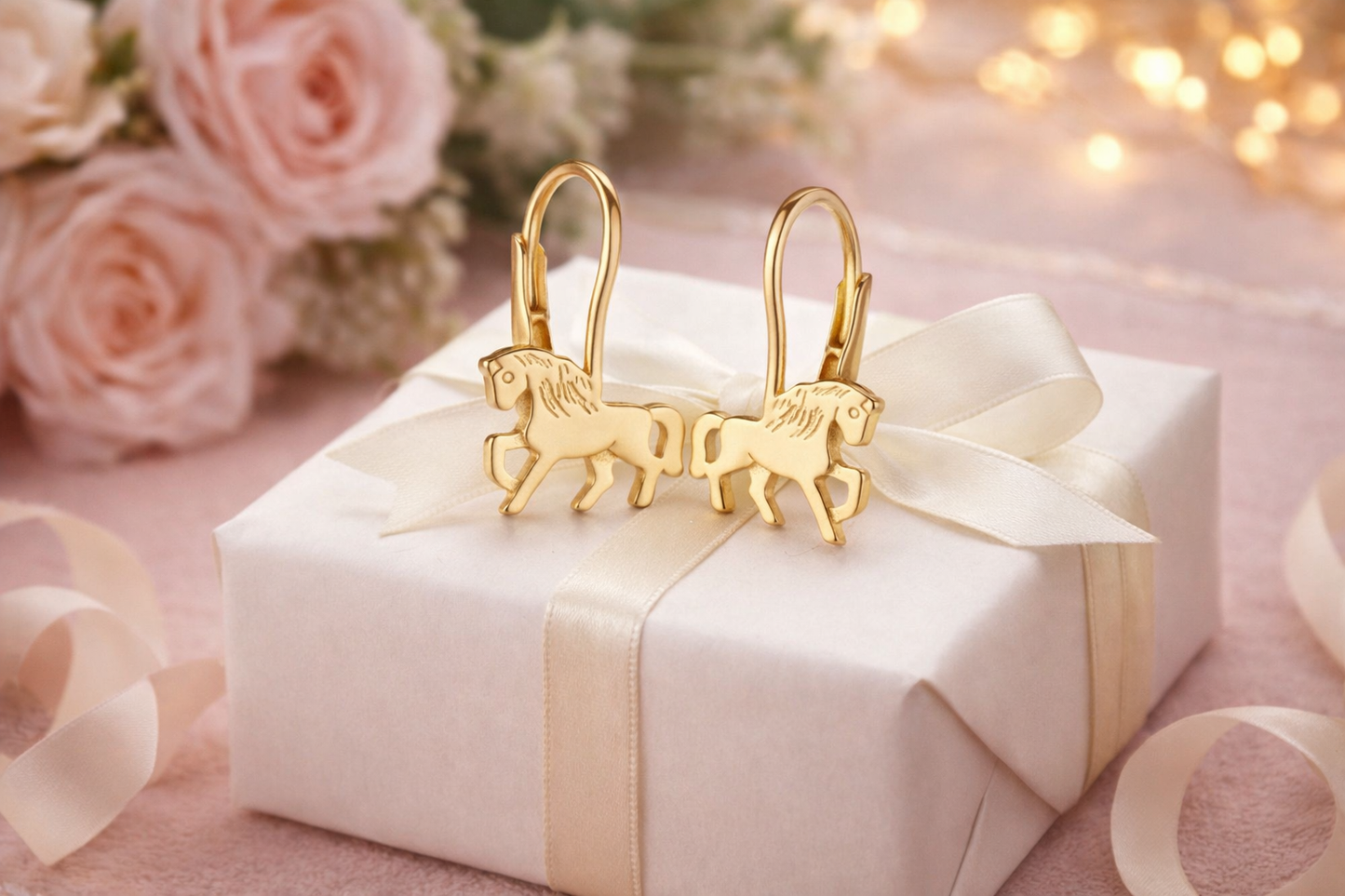 Kinderohrringe Pony Leo 925 Silber vergoldet