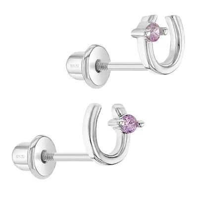 Kinder Ohrringe Hufeisen 925 Silber Schraubverschluss 6x6 mm