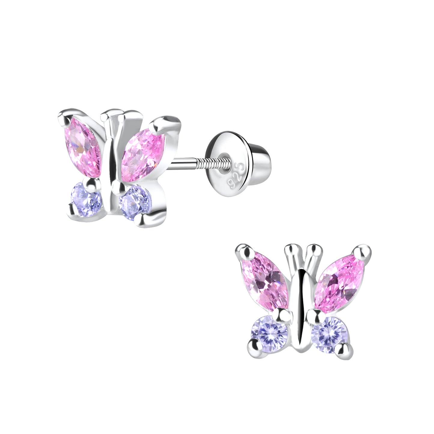 Ohrringe Schmetterling Zirkonia 925 Silber Schraubverschluss