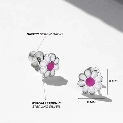Kinder Ohrringe Gänseblümchen 925 Silber Schraubverschluss 7 mm
