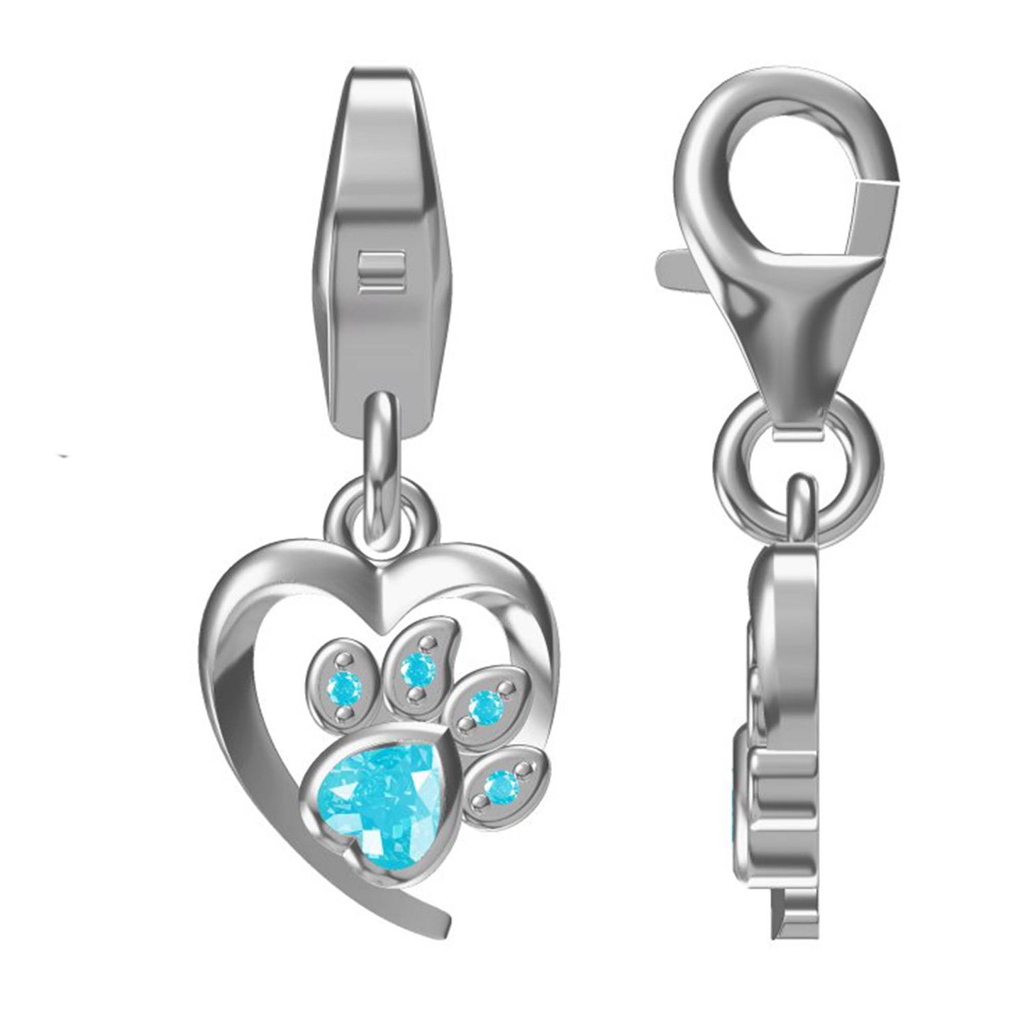 Charms Anhänger Pfote Zirkonia blau 925 Silber