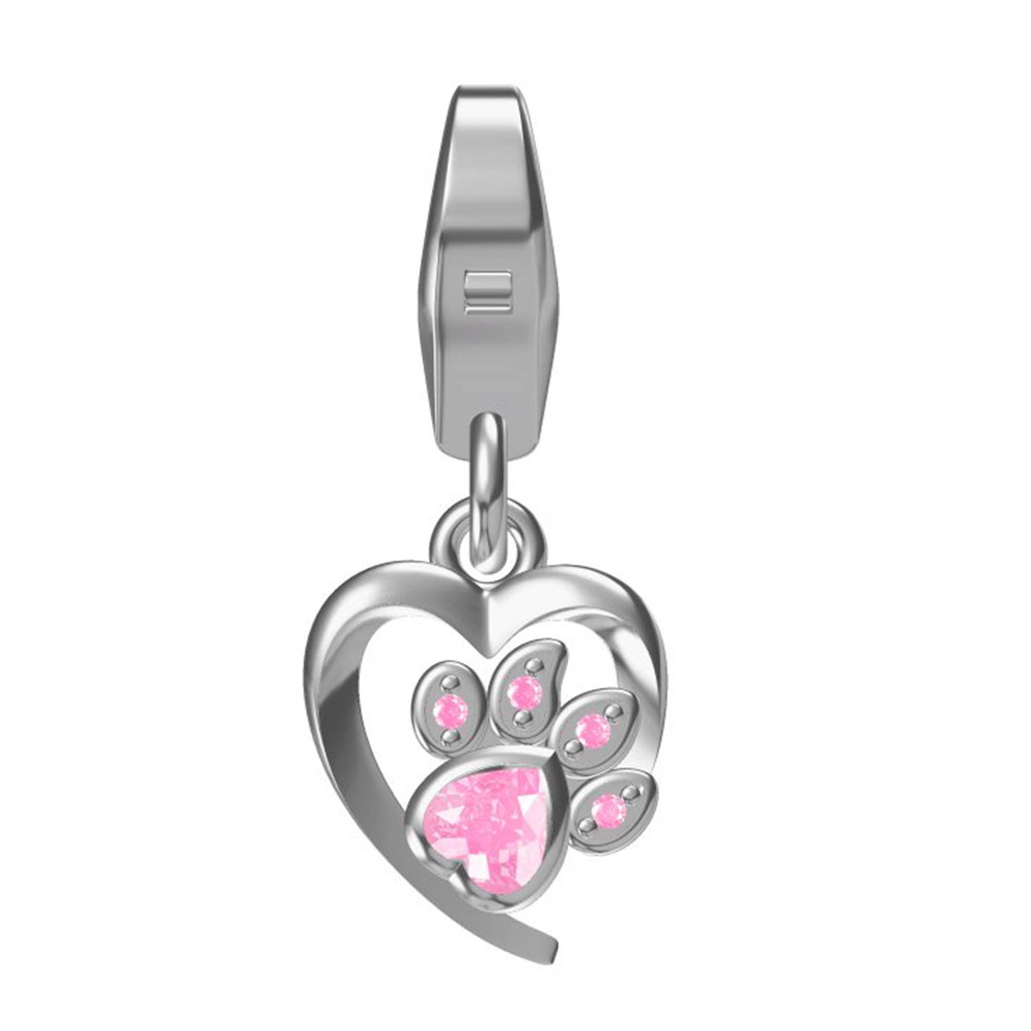 Charms Anhänger Pfote Zirkonia rosa 925 Silber