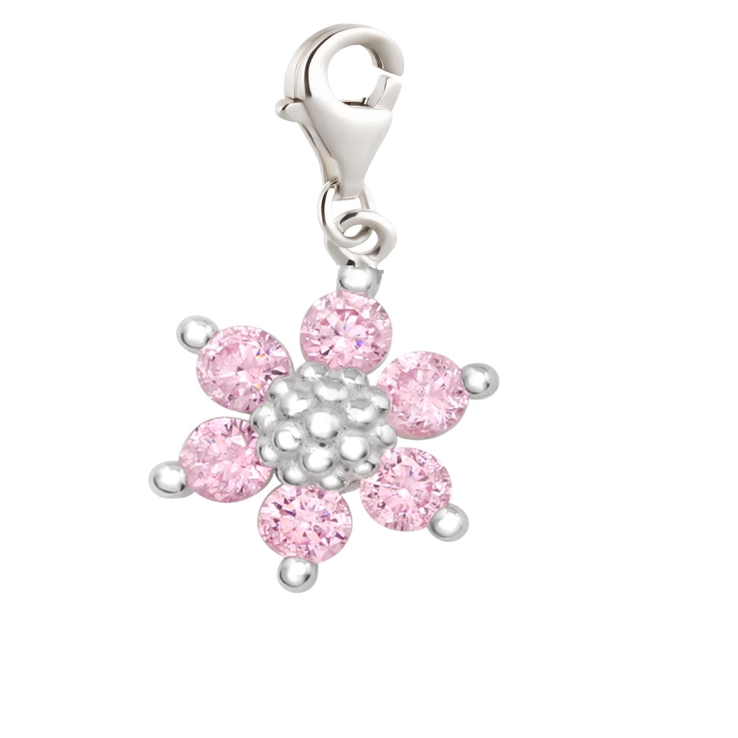 Charms Anhänger Blume Zirkonia rosa 925 Silber