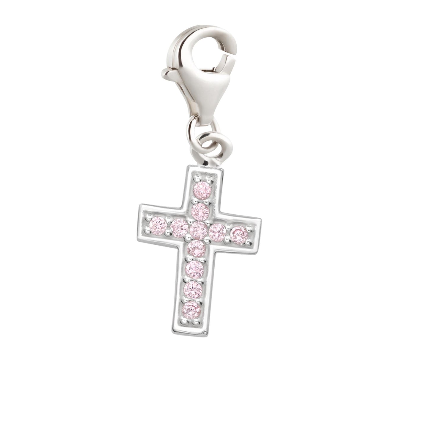 Charms Anhänger Kreuz Zirkonia rosa 925 Silber