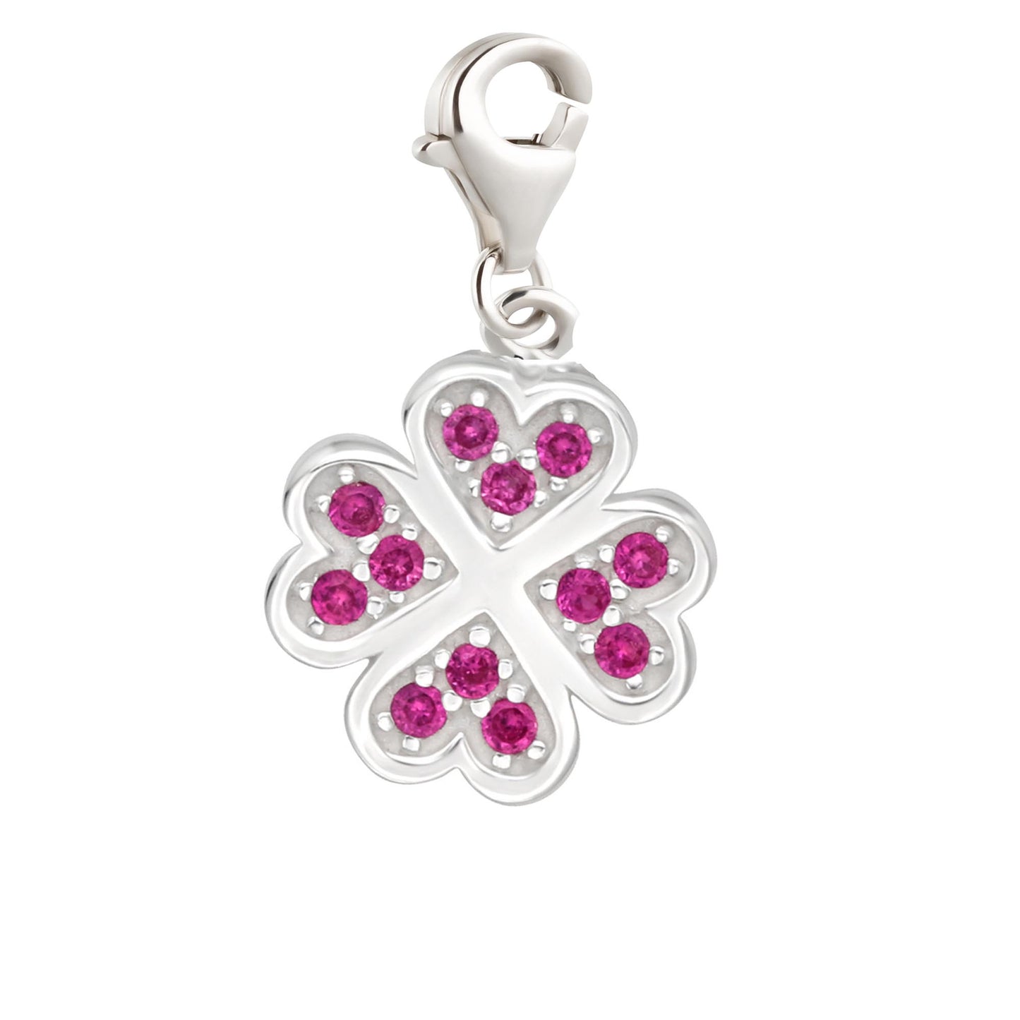 Charms Anhänger Kleeblatt Zirkonia pink 925 Silber