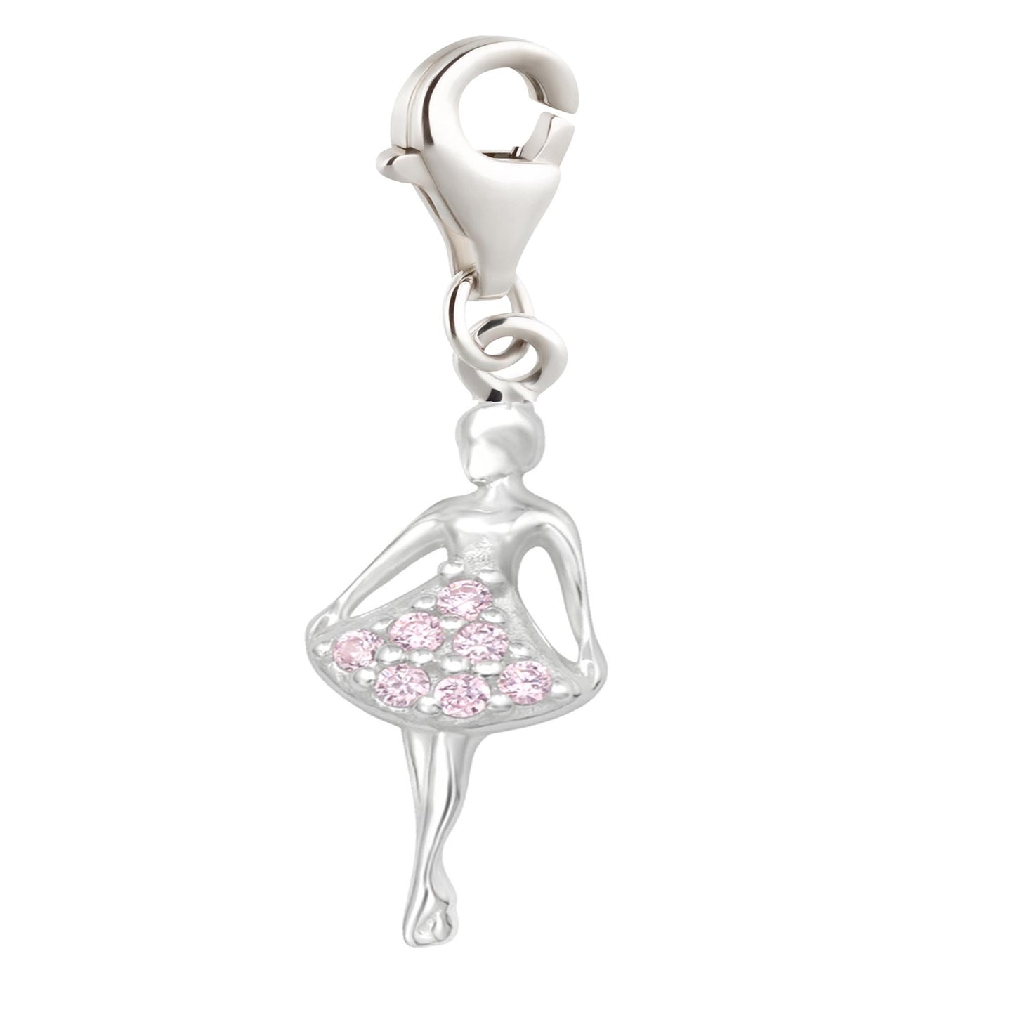 Charms Anhänger Ballerina Zirkonia pink 925 Silber