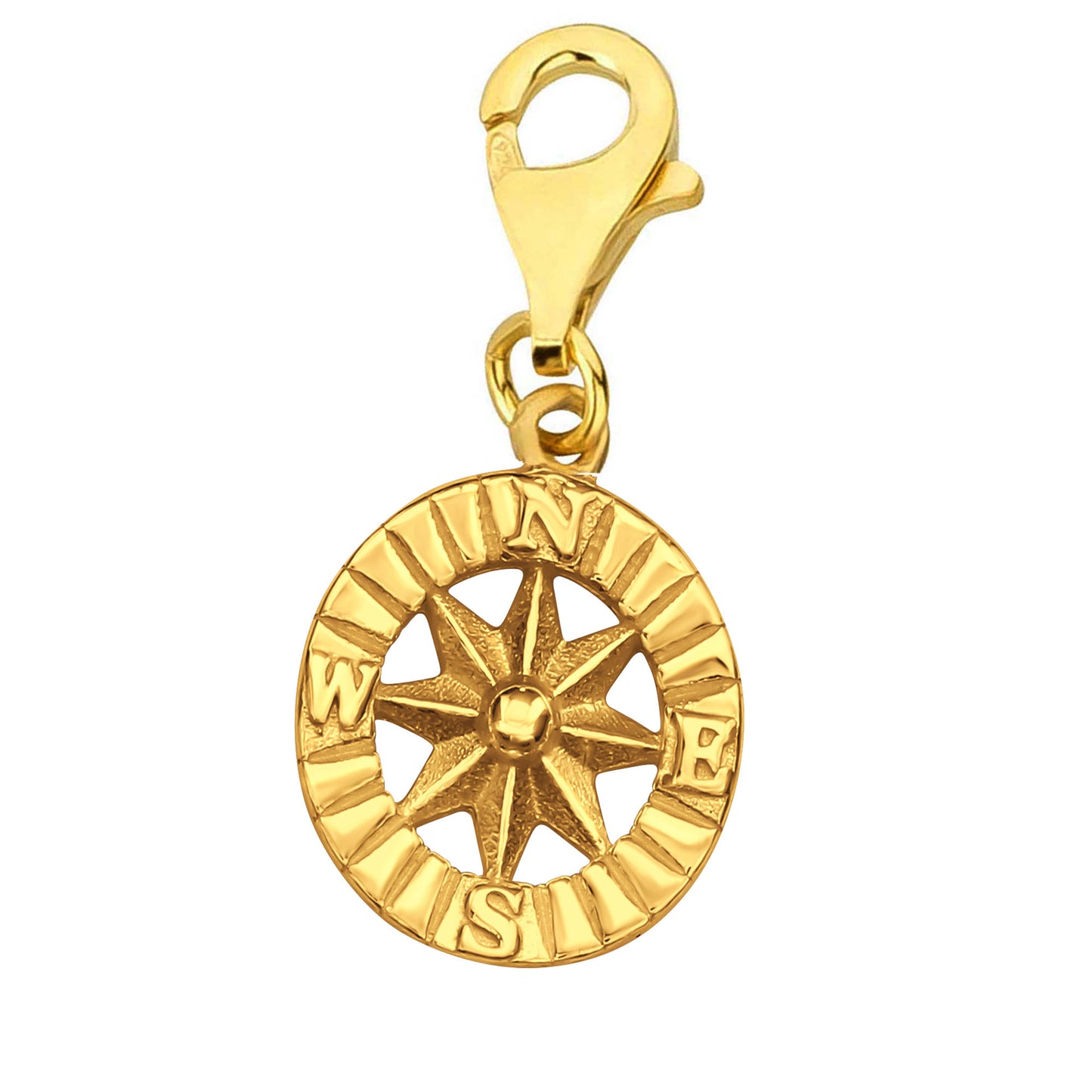 Charms Anhänger Kompass 925 Silber vergoldet