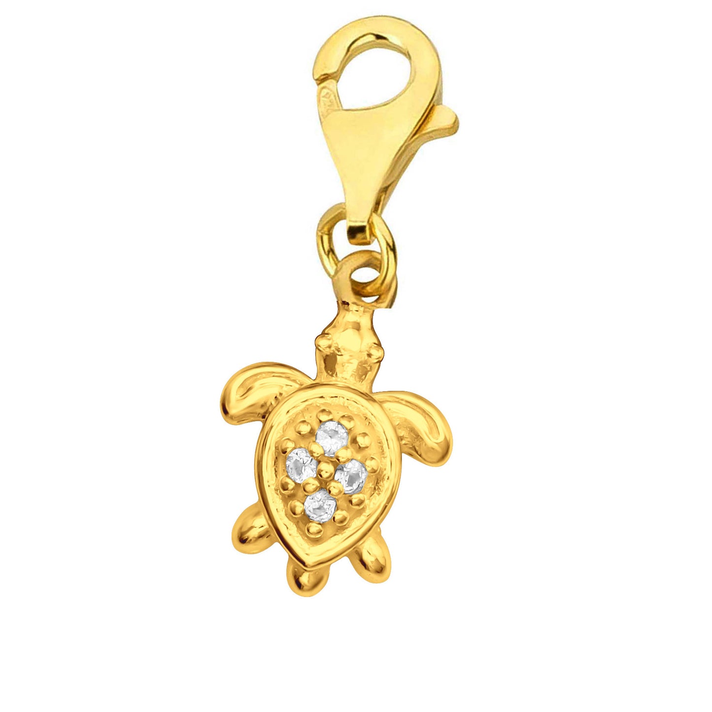 Charms Anhänger Schildkröte Zirkonia 925 Silber vergoldet