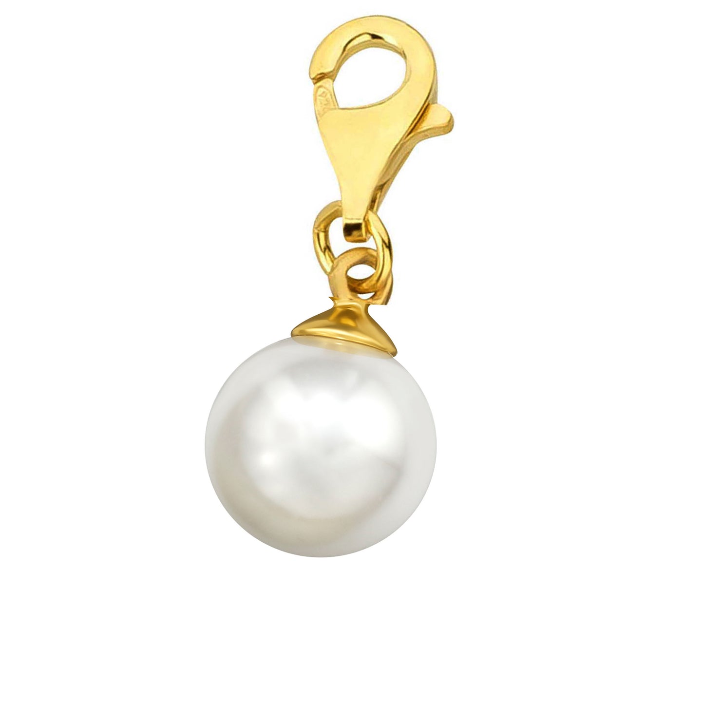 Charms Anhänger Perle 925 Silber vergoldet