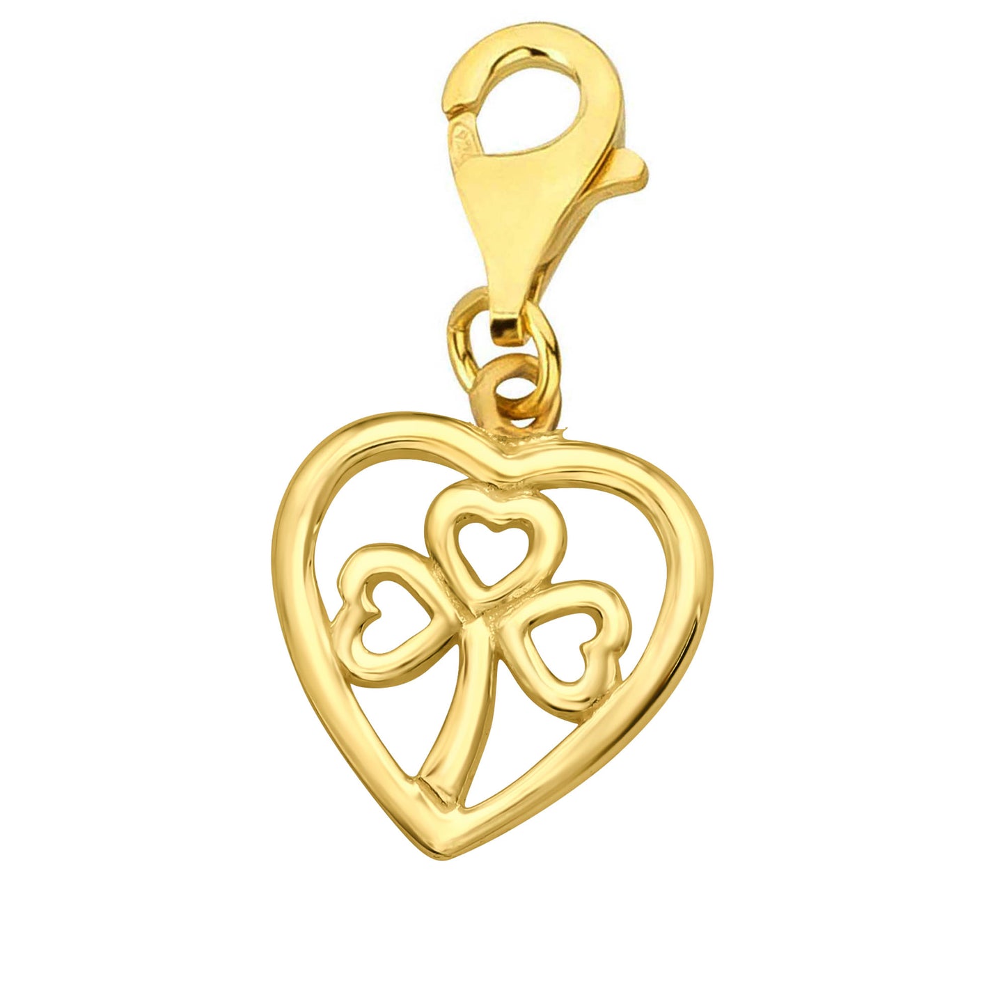 Charms Anhänger Herz Kleeblatt 925 Silber vergoldet
