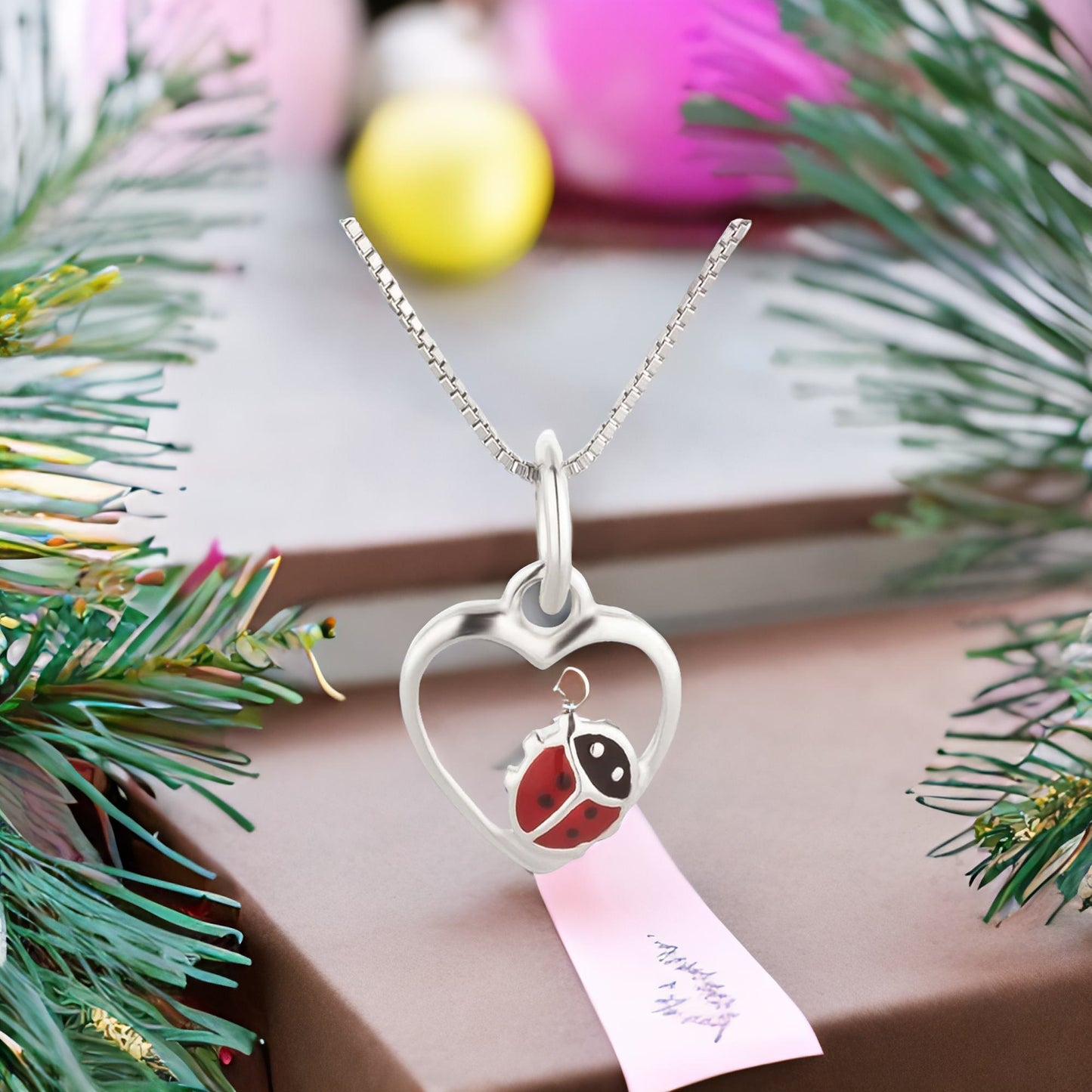 Kinder Anhänger Marienkäfer Herz 925 Silber