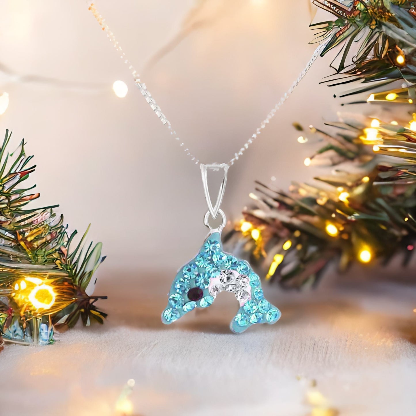 Kinder Anhänger hellblauer Delfin 925 Silber