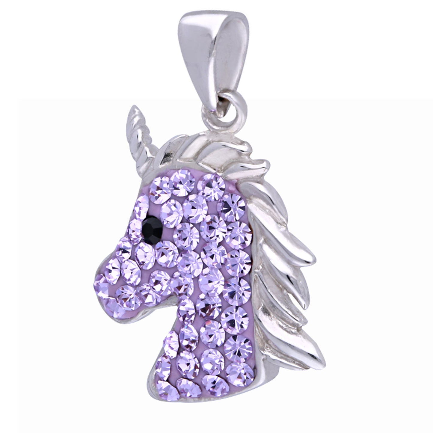 Kinder Anhänger Einhorn 925 Silber lila Zirkonia Steine