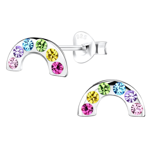 Kinderohrringe bunter Regenbogen 925 Silber Kristalle