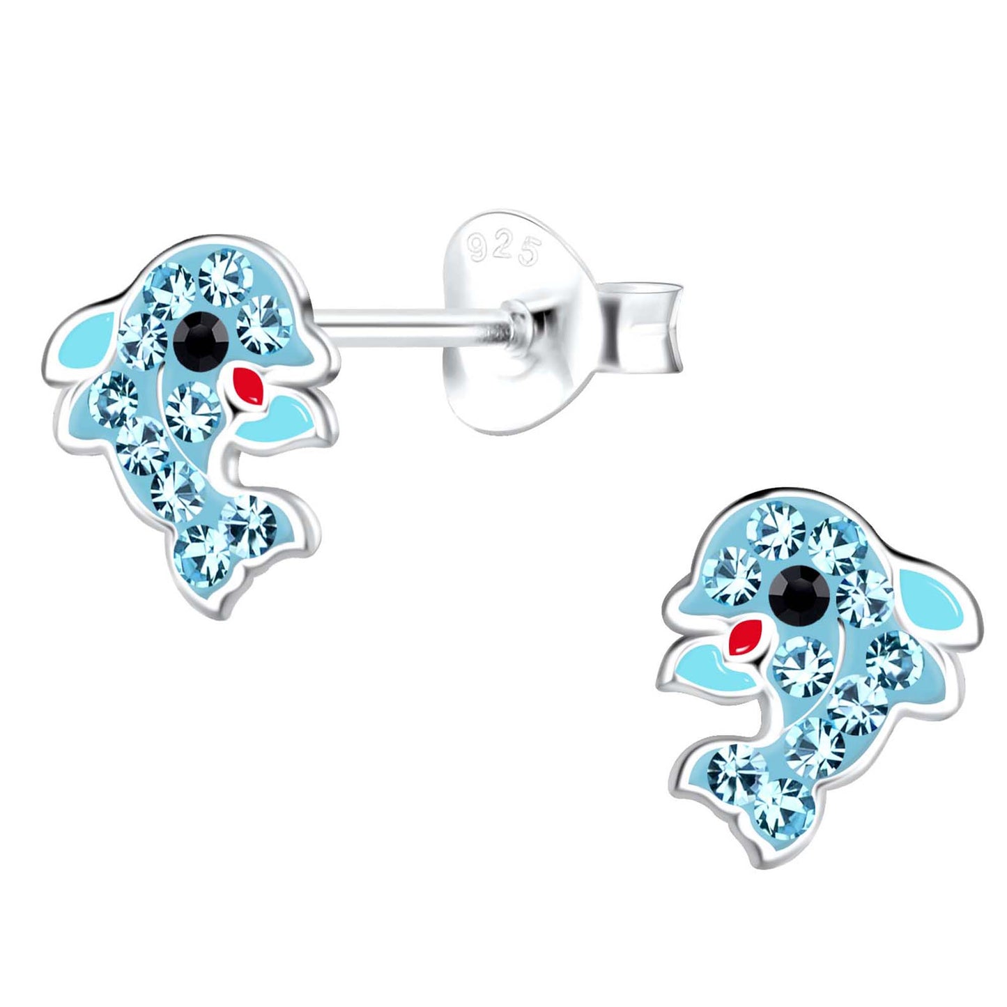 Kinderohrringe Delfin 925 Silber Kristalle
