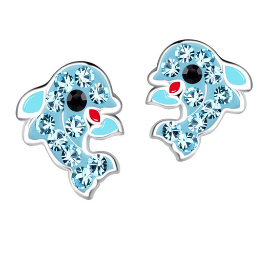 Kinderohrringe Delfin 925 Silber Kristalle