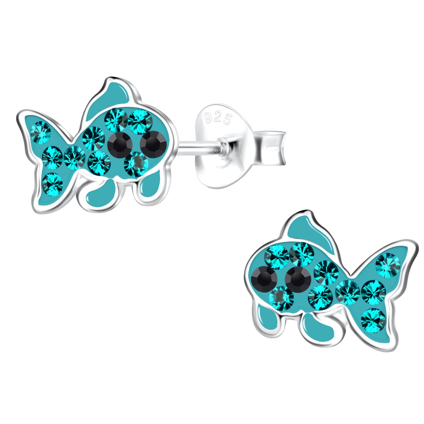 Kinderohrringe Fisch 925 Silber Kristalle