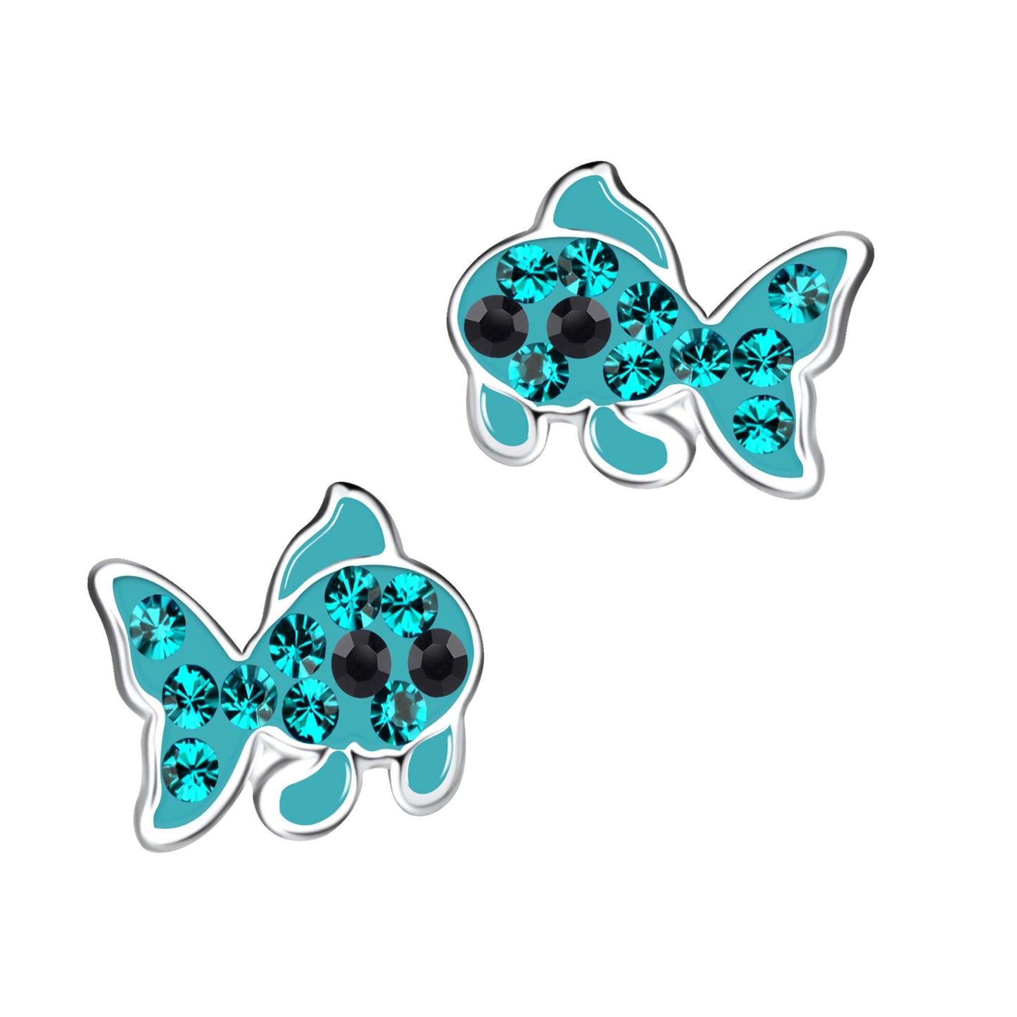 Kinderohrringe Fisch 925 Silber Kristalle