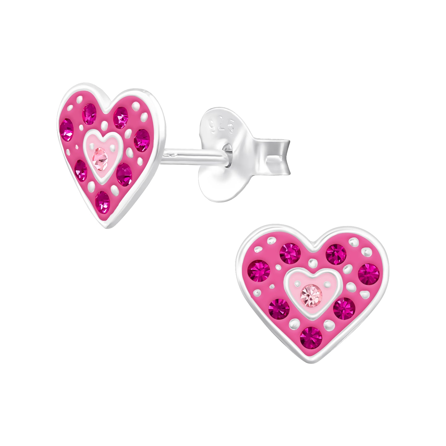 Ohrringe Herz Rosa Pink Kristalle 925 Silber