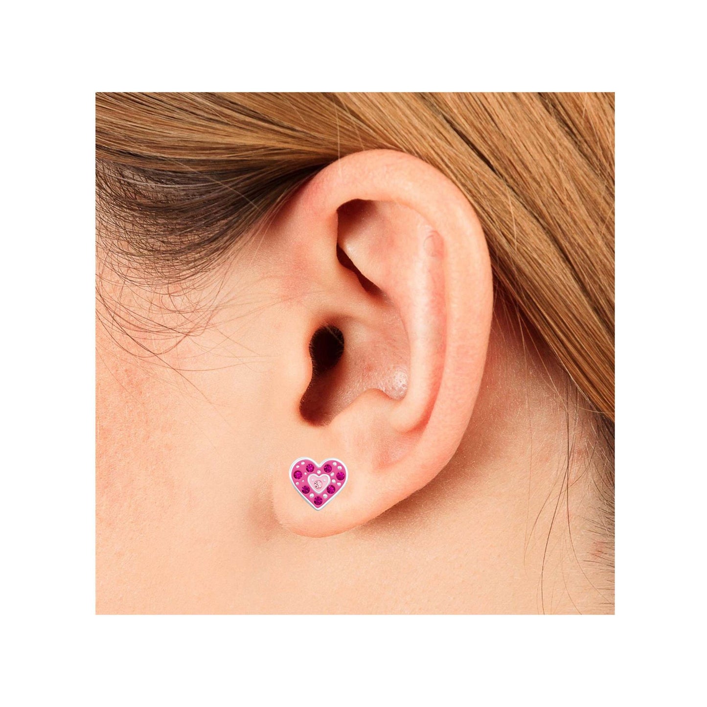 Ohrringe Herz Rosa Pink Kristalle 925 Silber
