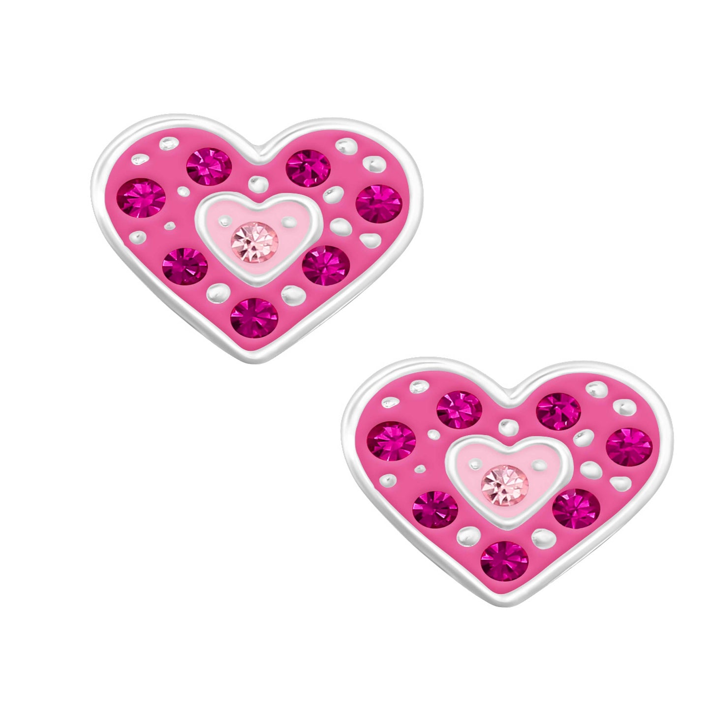 Ohrringe Herz Rosa Pink Kristalle 925 Silber