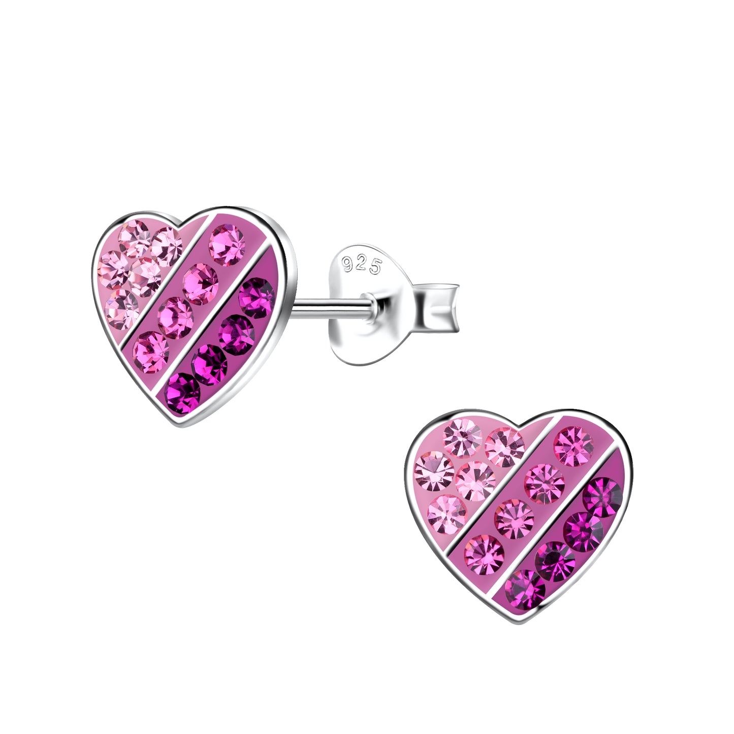 Ohrringe Herz Kristalle 925 Silber beerenpink