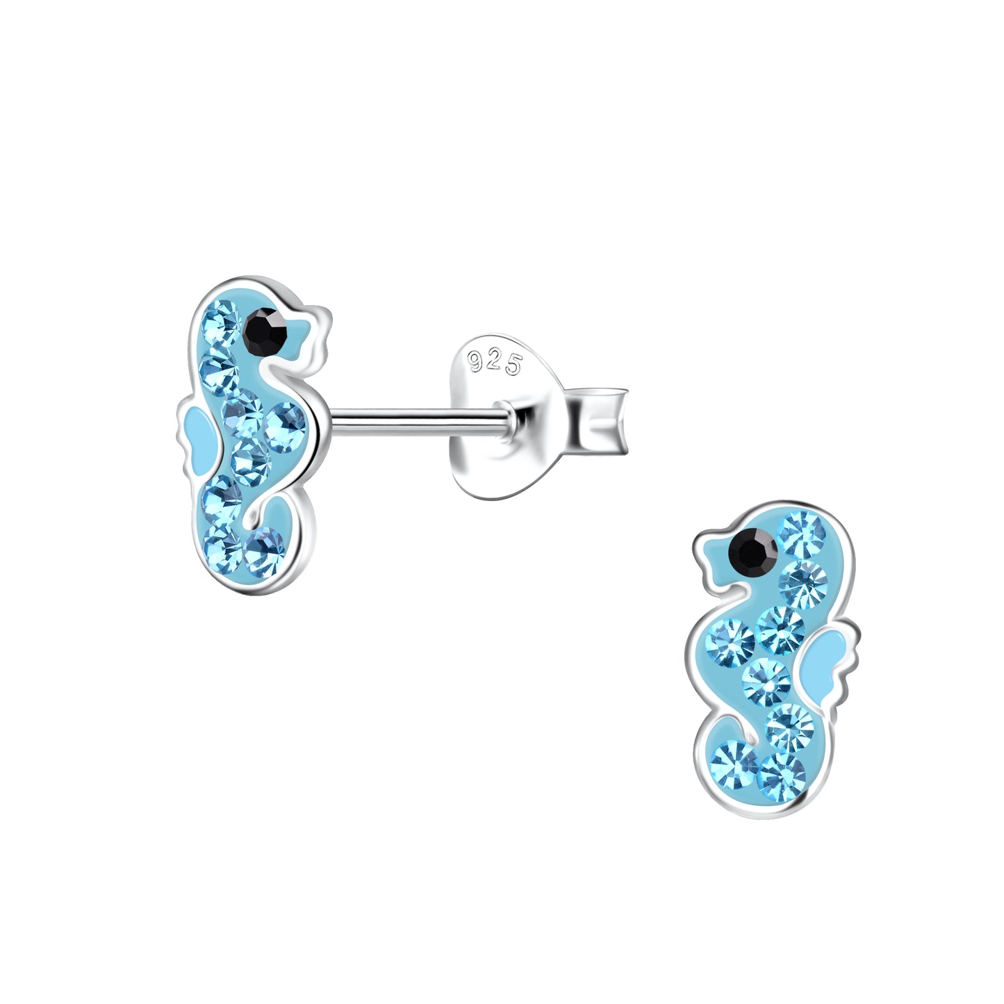 Ohrringe Seepferdchen 925 Silber blau
